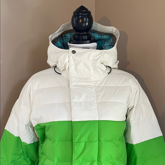Bonfire Colorblocked Snowboard Puffy Jacket, White Green Navy, Size L - Picture 2 of 10